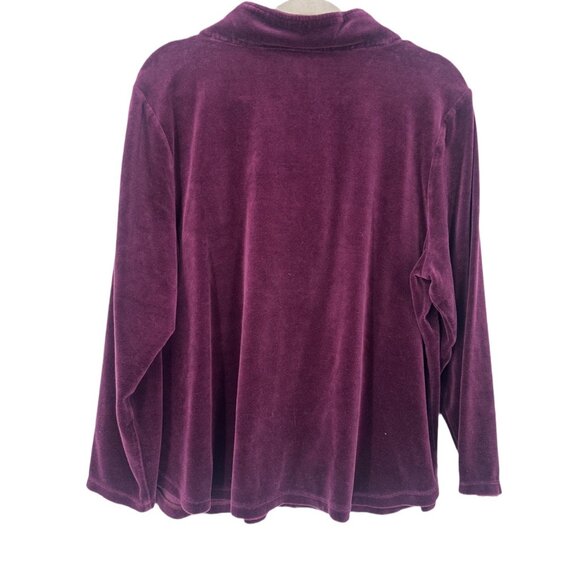 Talbots Velour Split-Neck Top Color Burgundy Wine Size 2XP - Picture 3 of 6